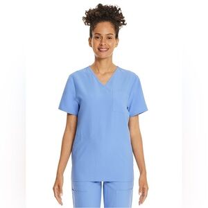 Scrubstar Unisex Core Essentials V-Neck Scrub Top, Size Medium ceil blue